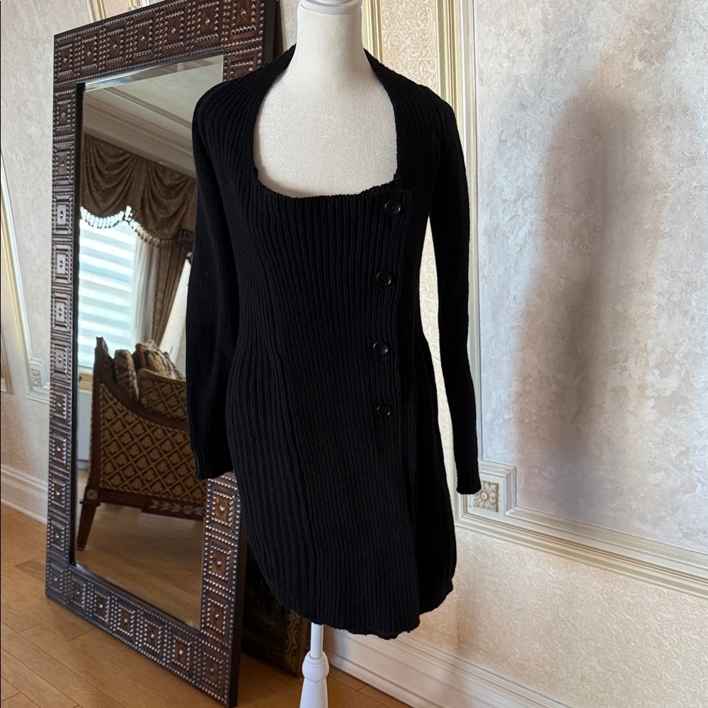 Elegant Black Women's Knit Coat